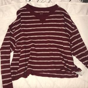Red/ White Stripped Long Sleeve Shirt